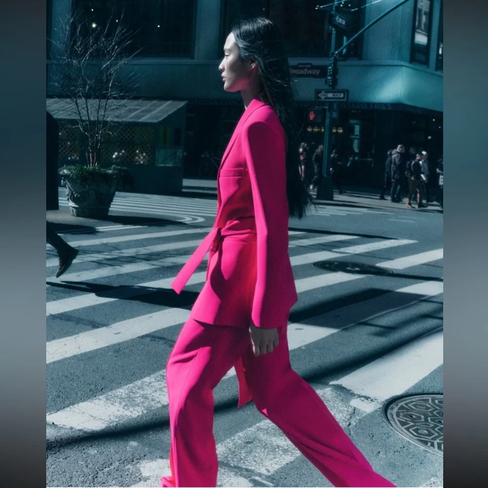 Zara long flowing  neon pink pants - Picture 15 of 16